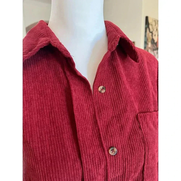 BELALU SOFT BURGENDY CORDEROY TOP WOMENS SIZE SMALL - Picture 5 of 8